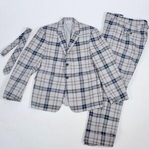 Thom Browne suit 1 / 36 suit jacket blazer pants and tie gray navy check